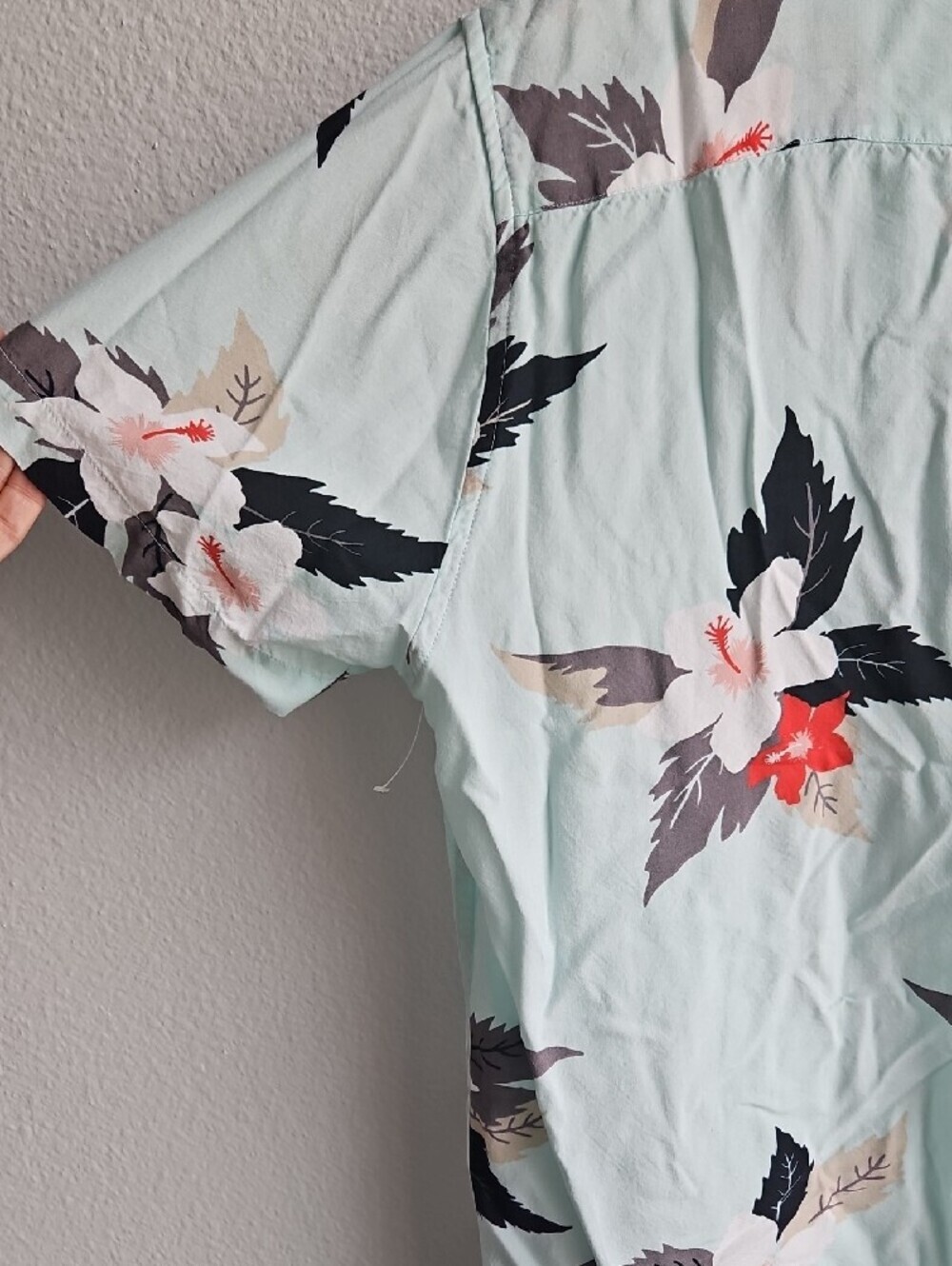 Eight Avenue Men’s Mint Green Floral Button-Down Short-Sleeve Shirt Medium - Picture 6 of 7